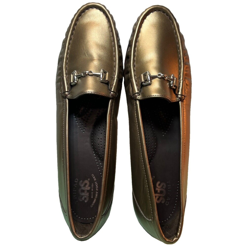 SAS Metro Bronze Mocaccin Loafer SlipOn Shoe Tri Pad Comfort Sz 10 Slim